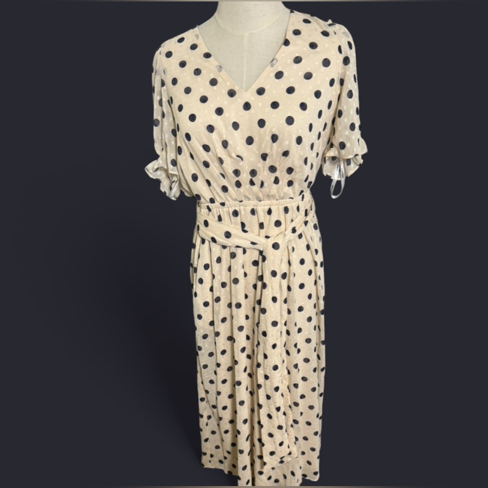NWT-Anne Klein Women's Puff Sleeve Midi Dress - Picture 4 of 8
